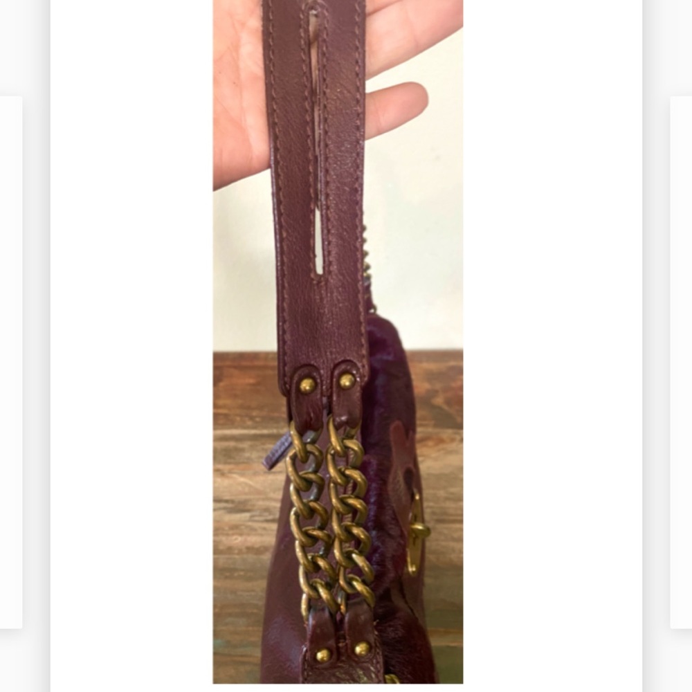 Authentic Rare Vintage burgundy/brown Lockheart fur & leather shoulder bag. Mint - Picture 4 of 9